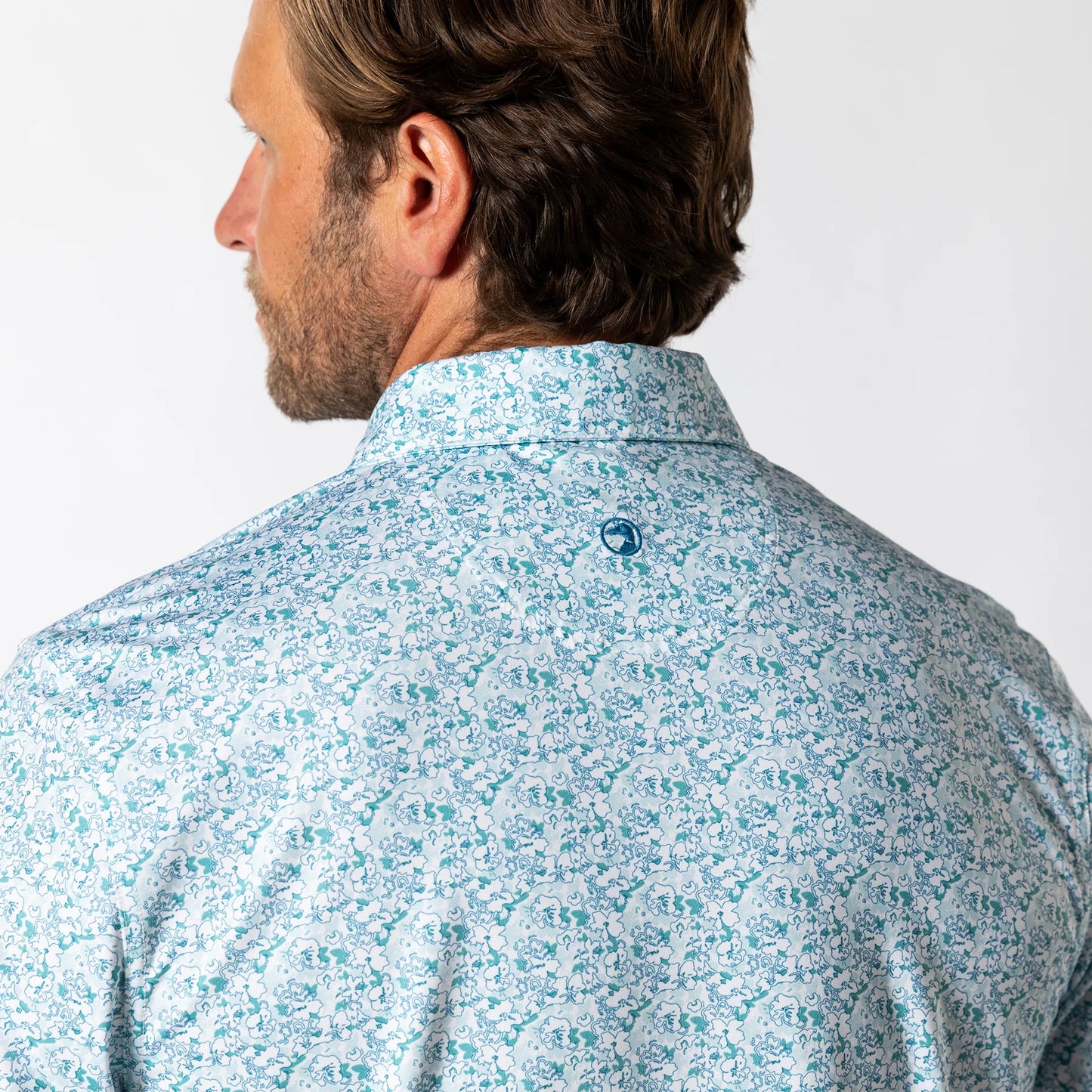 Duckhead - Long Drive Performance Polo - Canopy Floral Print - Pastel Blue