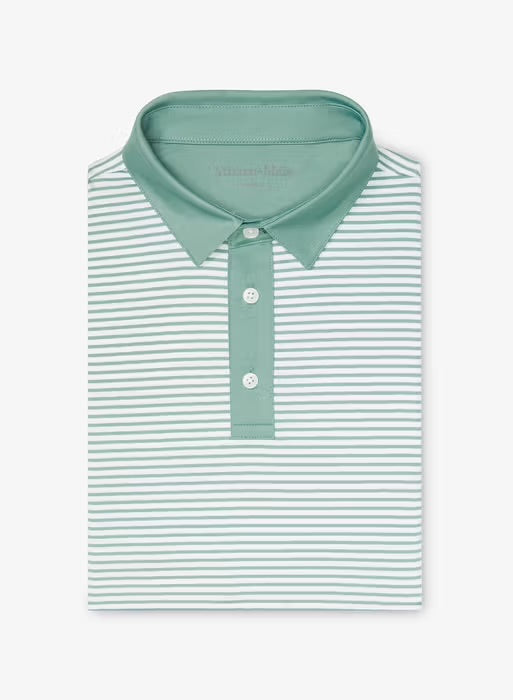 Mizzen + Main - Versa Short Sleeve Polo - Pale Blue Stripe