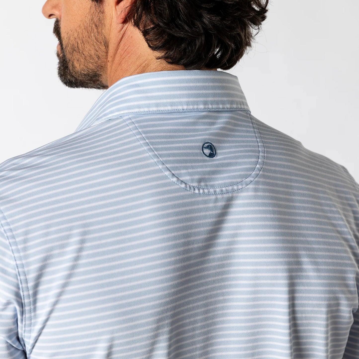 Duckhead - Long Drive Performance Polo - Davis Stripe - Light Blue