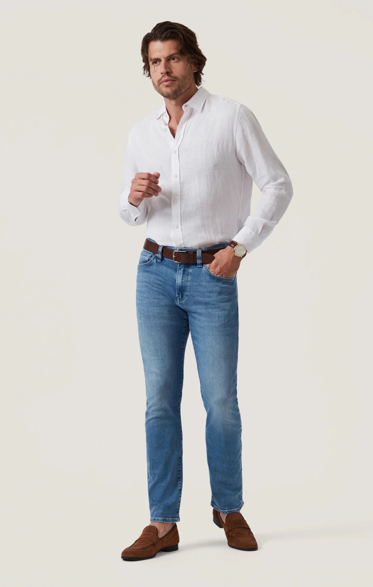34 Heritage - Charisma Relaxed Straight Jean - Mid Brushed Organic Ultra