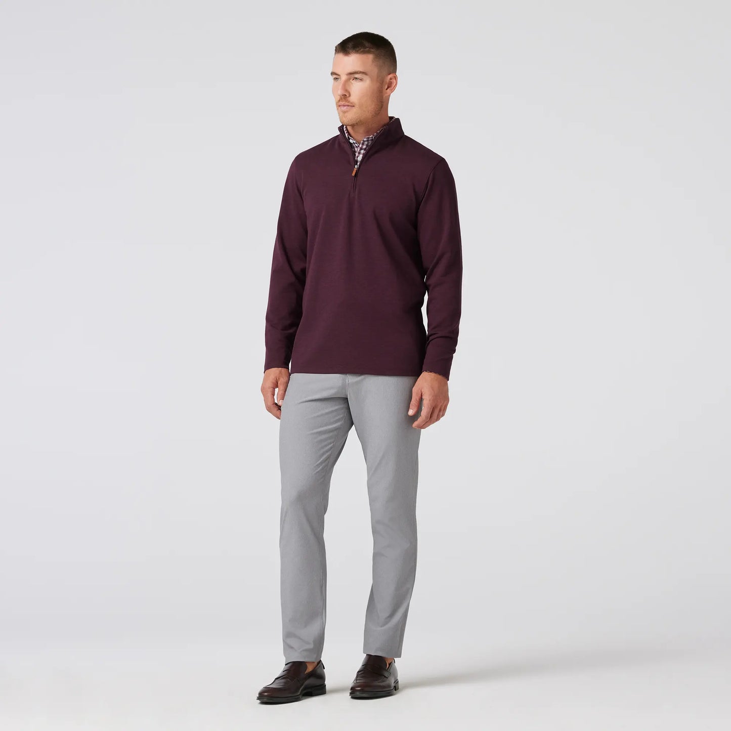 Mizzen + Main - KPI Quarter Zip - Wine Heather Medium Regular
