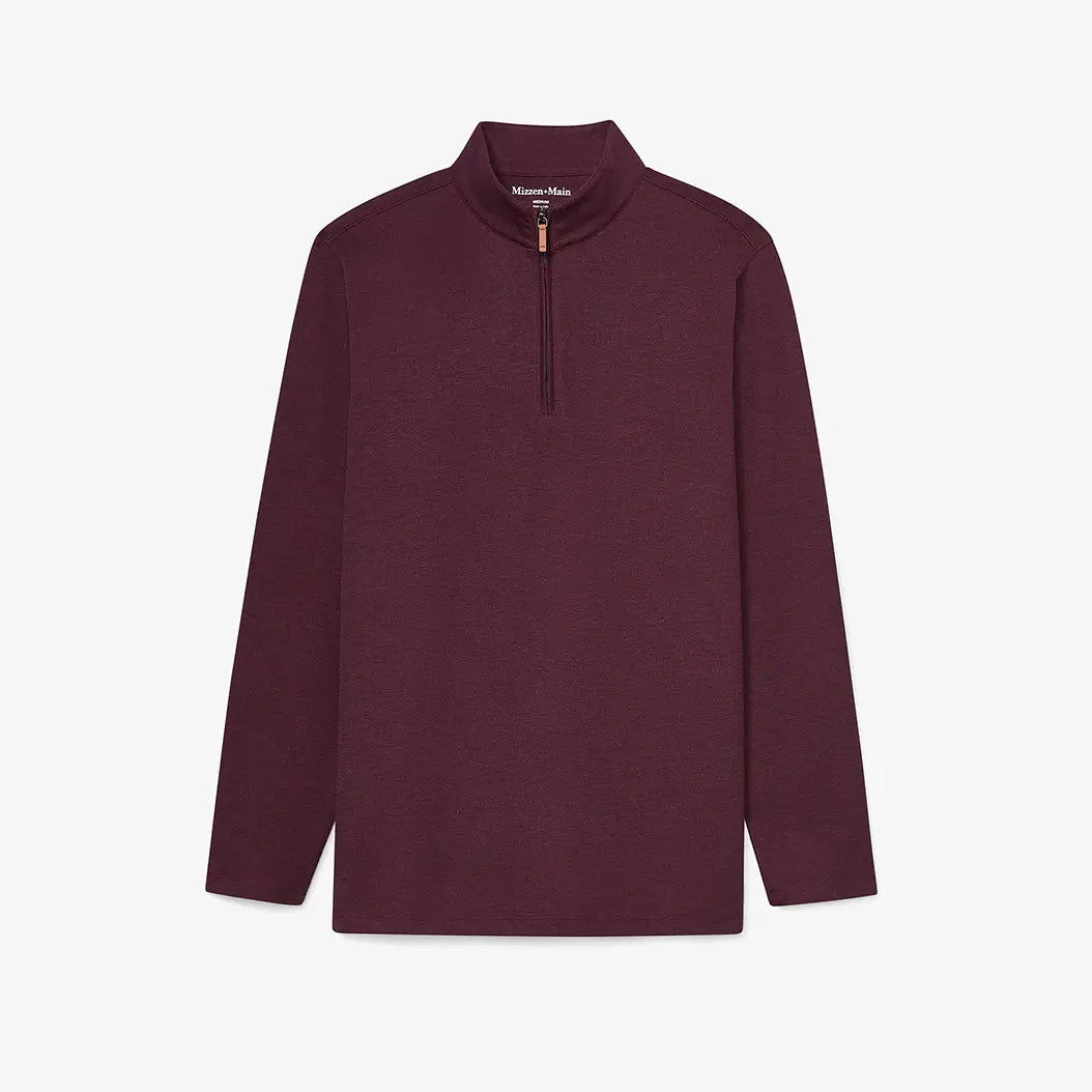 Mizzen + Main - KPI Quarter Zip - Wine Heather Medium Regular