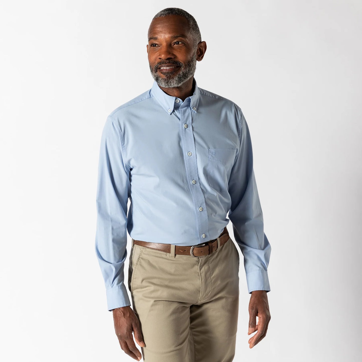 Duckhead - Long Sleeve Performance Poplin Sports Shirt - Boyce Solid - Light Blue