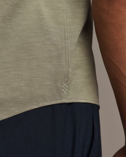 Rhone - Linen- Blend Short Sleeve Shirt - Green Sage