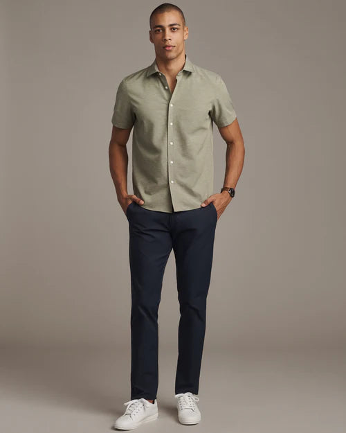 Rhone - Linen- Blend Short Sleeve Shirt - Green Sage