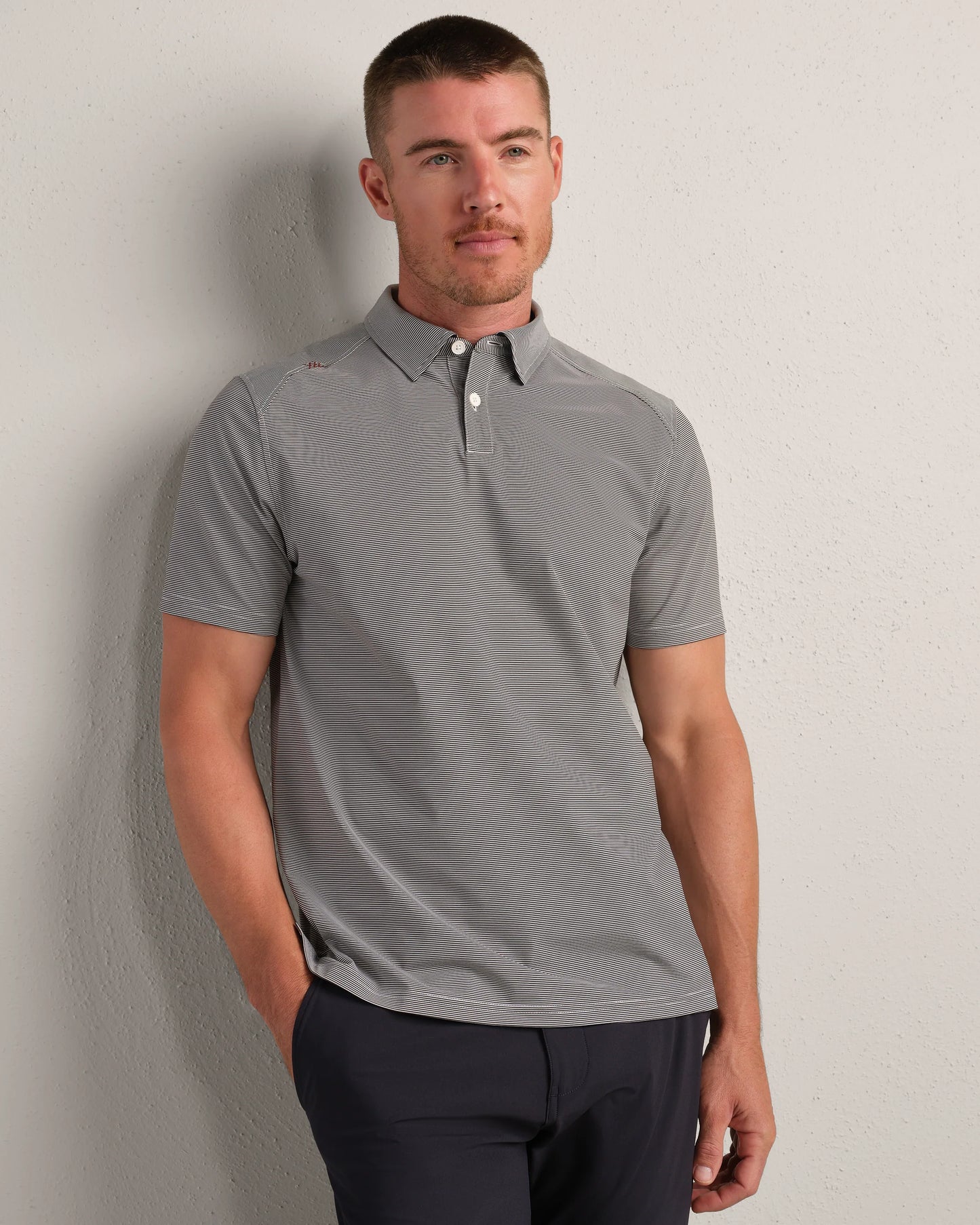 Rhone - Commuter Polo - Cinnamon Red Stripe