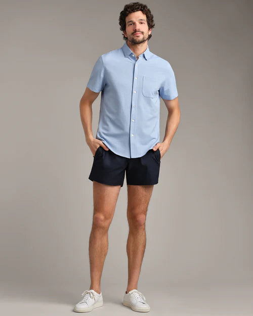 Rhone - Commuter Seersucker Short Sleeve Button Down - Light Blue