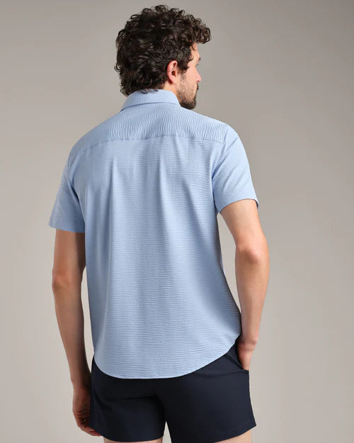 Rhone - Commuter Seersucker Short Sleeve Button Down - Light Blue