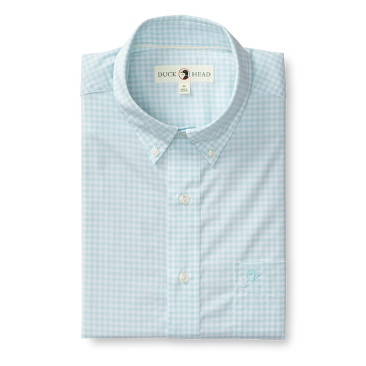 Duckhead - Long Sleeve Performance Poplin Sport Shirt - Walton Gingham - Pastel Blue