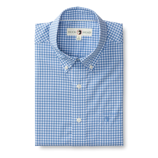 Duckhead - Long Sleeve Performance Poplin Sport Shirt - Walton Gingham - Lake Blue