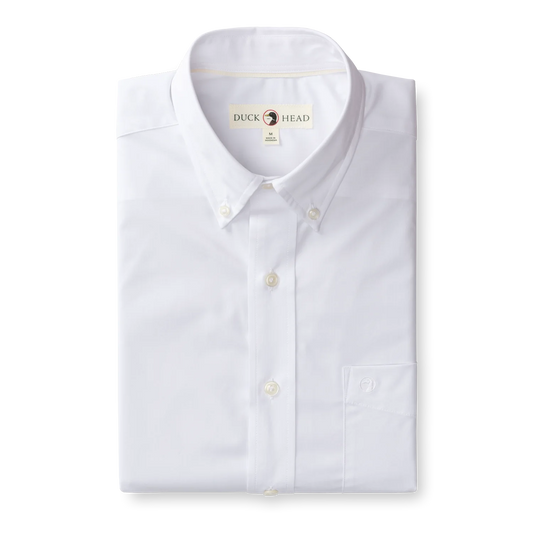 Duckhead - Long Sleeve Performance Poplin Sports Shirt - Boyce Solid - White