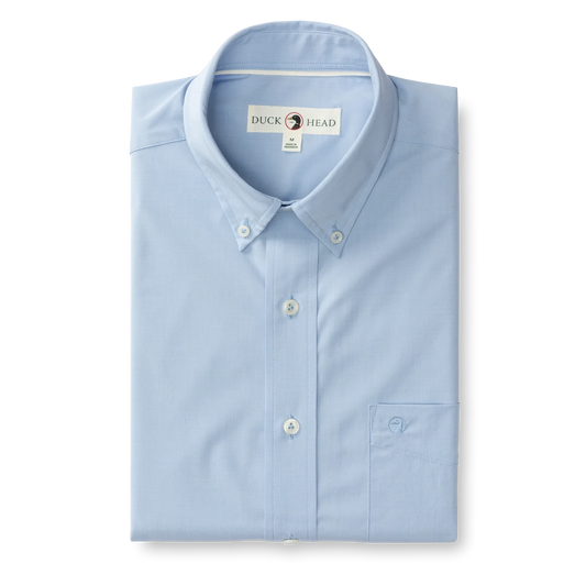 Duckhead - Long Sleeve Performance Poplin Sports Shirt - Boyce Solid - Light Blue