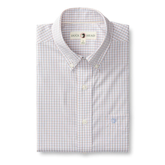 Duckhead - Long Sleeve Performance Poplin Sport Shirt - Casey Plaid - Copper Tan