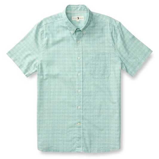 Duckhead - Linen Cotton Oxford Sport Shirt - Hillcrest Print - Marine Blue