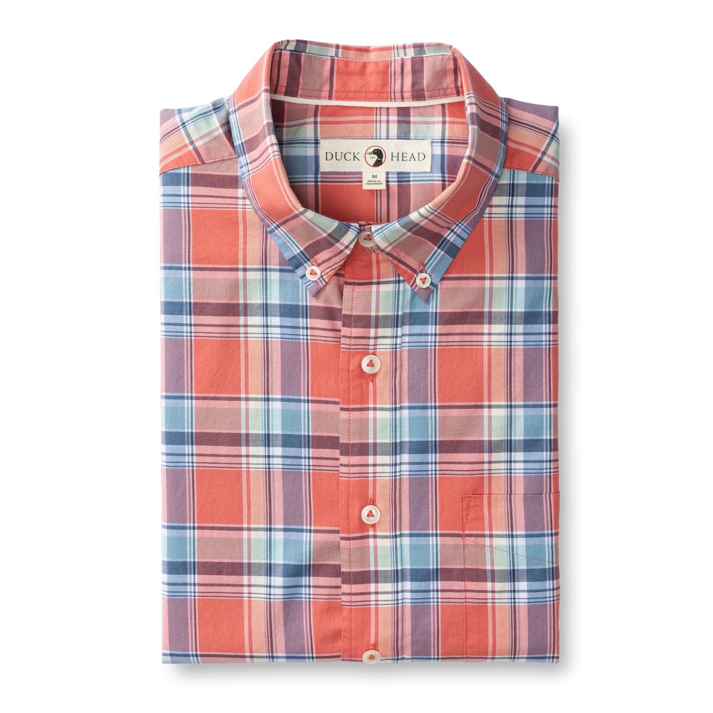 Duckhead - Long Sleeve Cotton Twill Sport Shirt - Boone Plaid - Sunwashed Red