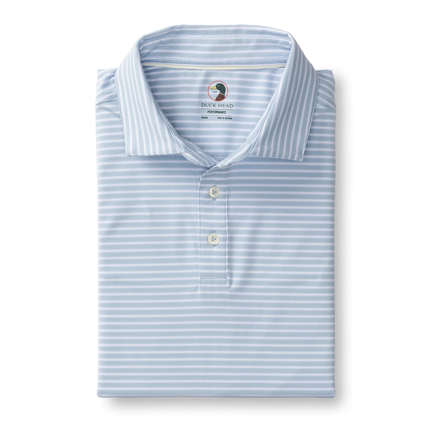 Duckhead - Long Drive Performance Polo - Davis Stripe - Light Blue