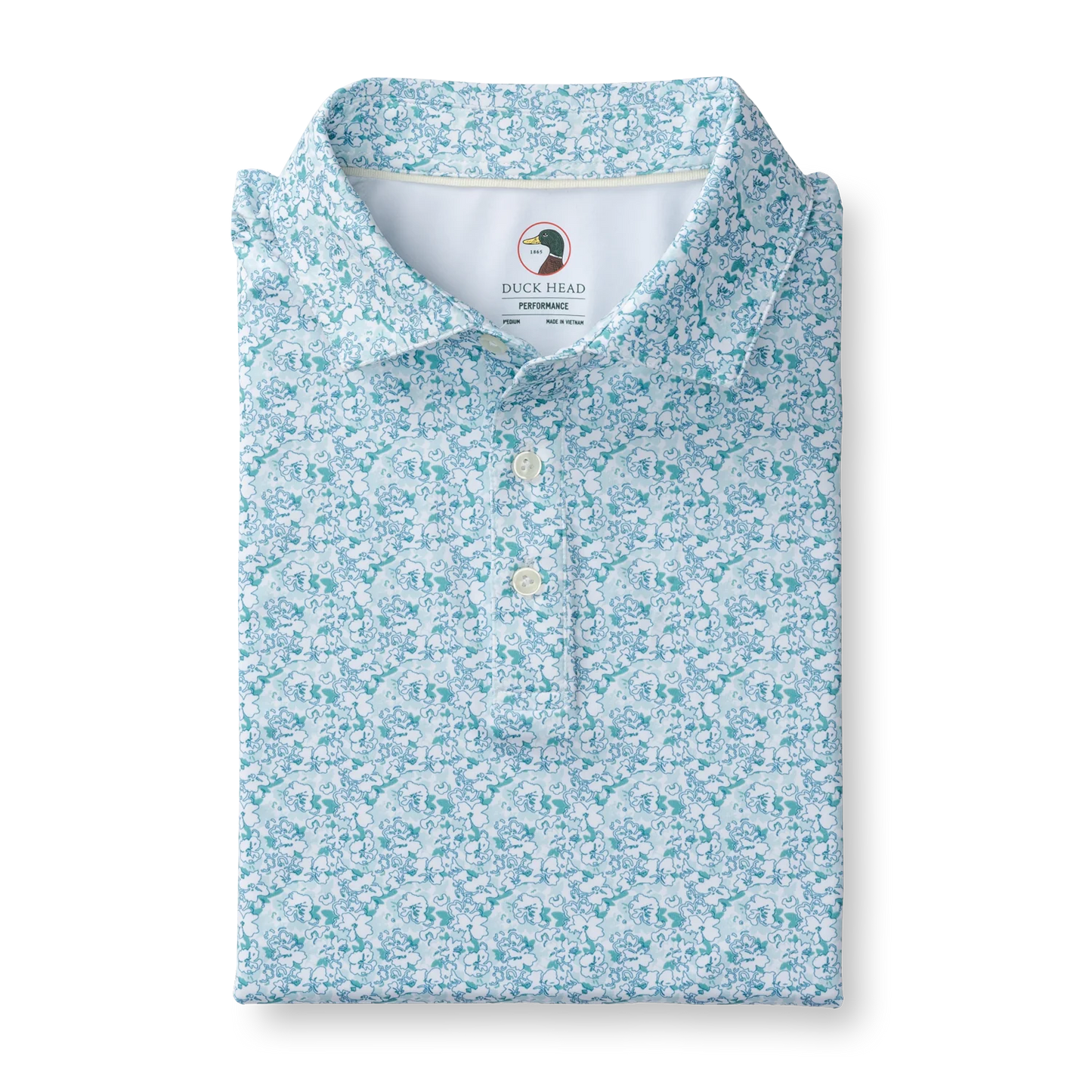 Duckhead - Long Drive Performance Polo - Canopy Floral Print - Pastel Blue