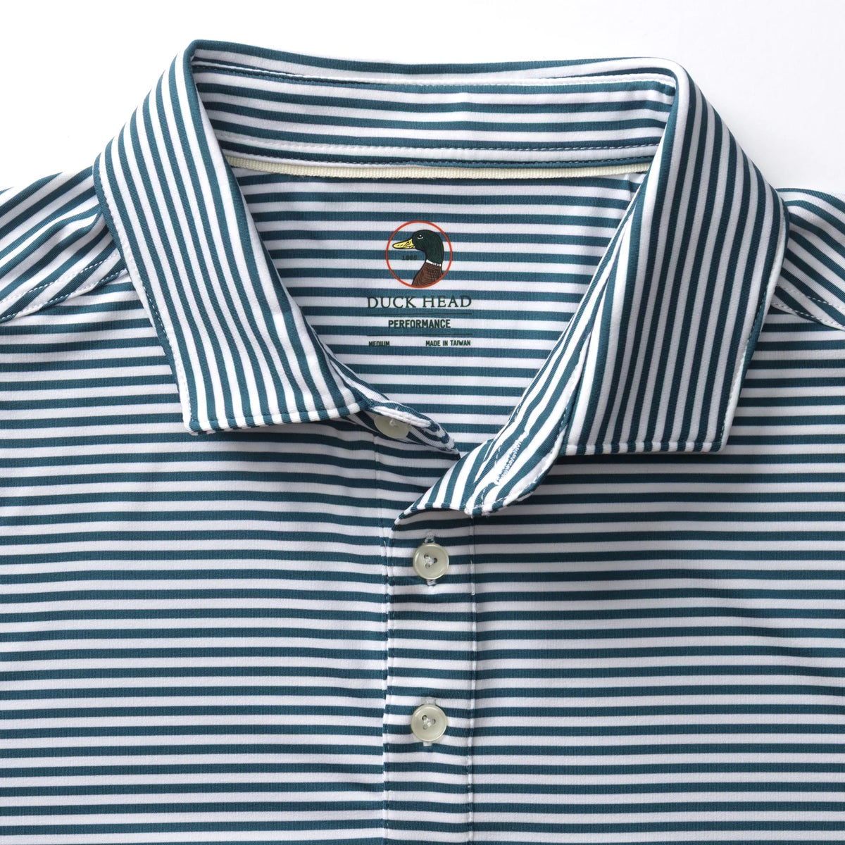 Duck Head - Long Drive Performance Polo - Kirk Stripe - Stormy Teal
