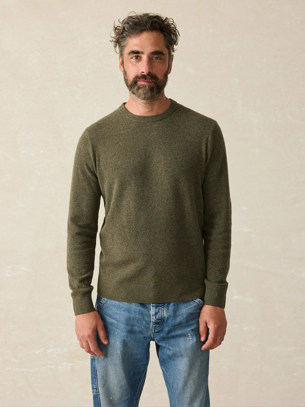 Faherty - Jackson Crew Sweater - Olive Heather