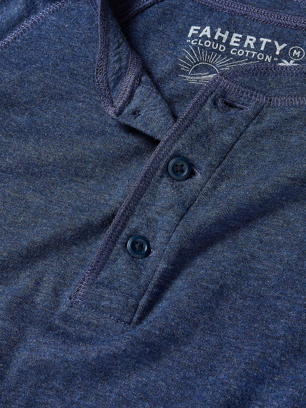 Faherty - Long Sleeve Cloud Henley - Baltic Navy Heather