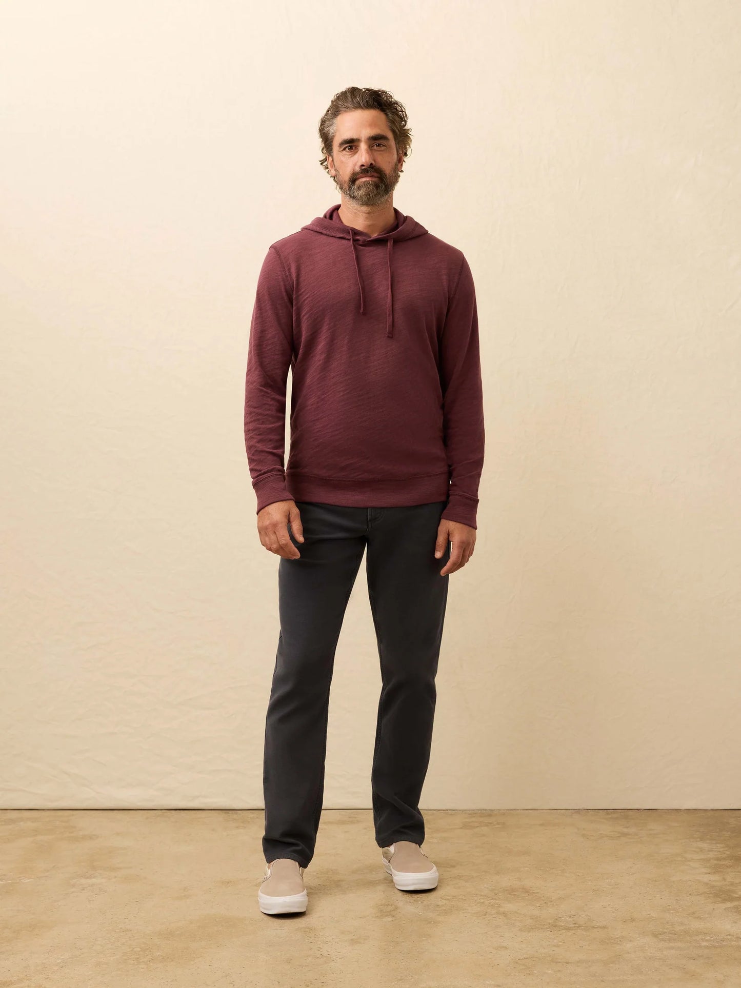 Faherty - Sunwashed Slub Hoodie - Mahogany