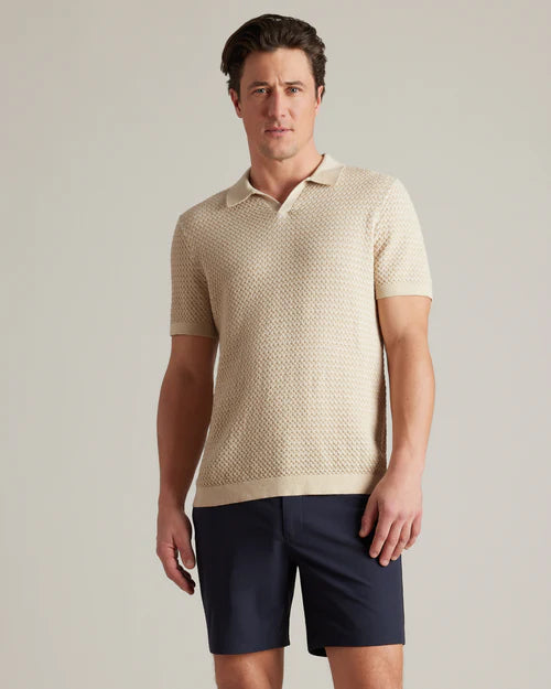 Rhone - Johnny Collar Polo - Sandstone/White