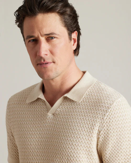 Rhone - Johnny Collar Polo - Sandstone/White