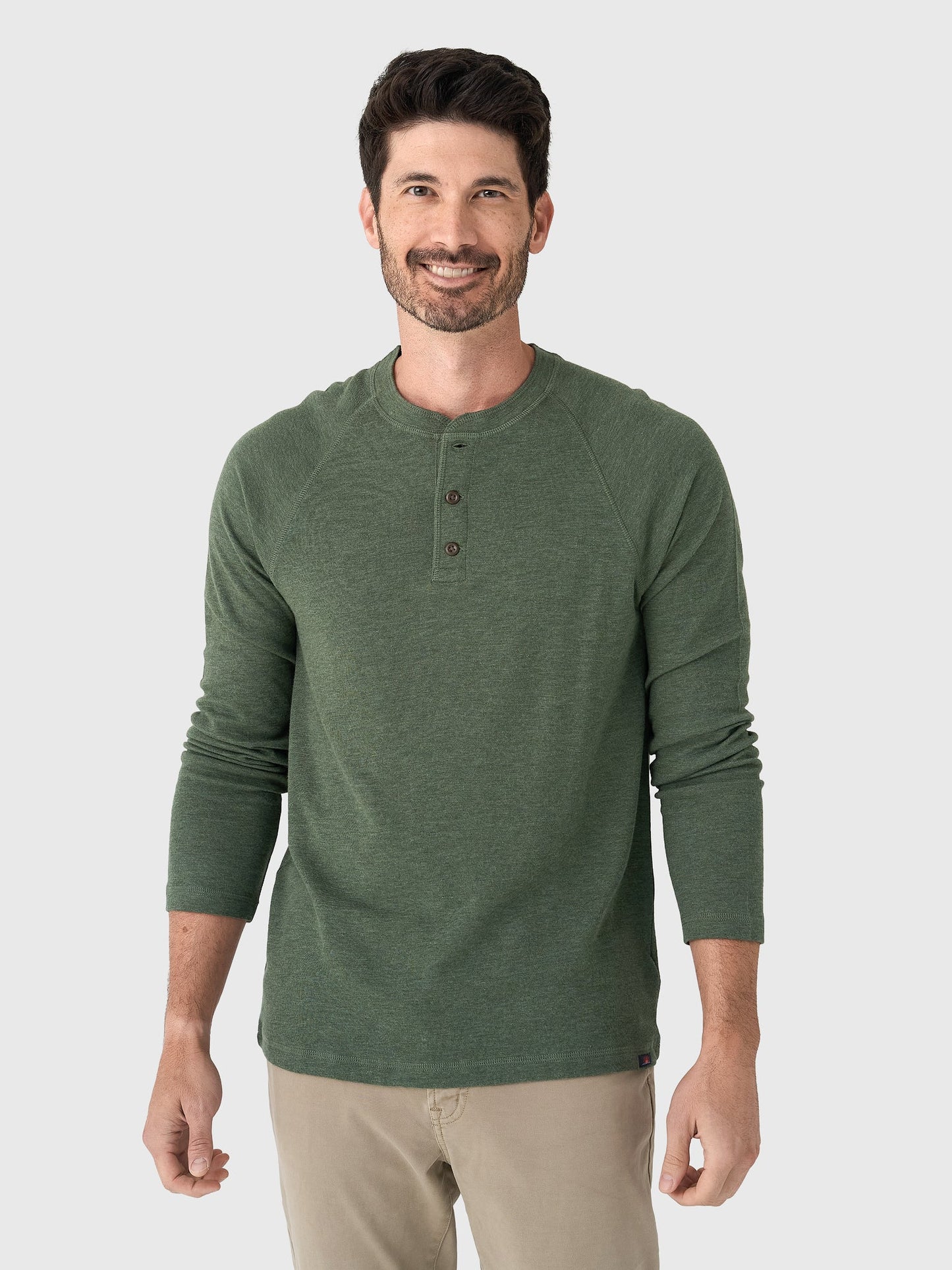 Faherty - Long Sleeve Cloud Henley - Deep Fern Heather