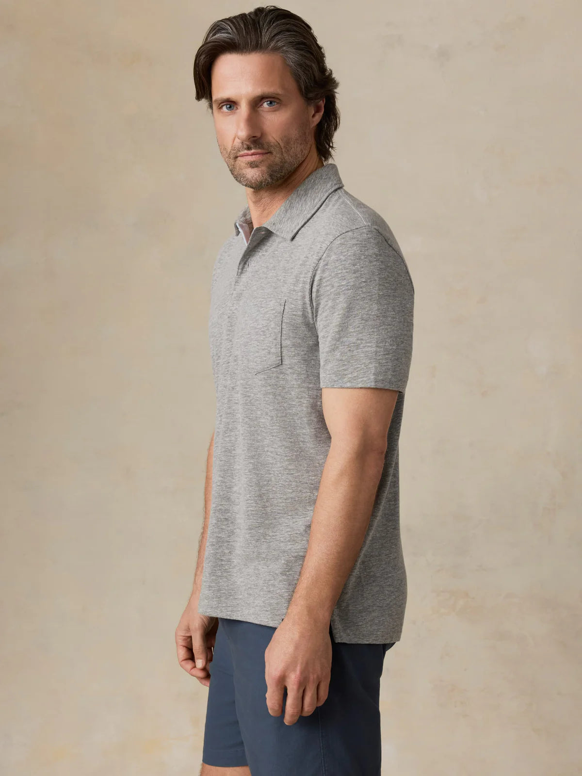 Faherty - Ss Breeze Polo - Cave Grey Heather
