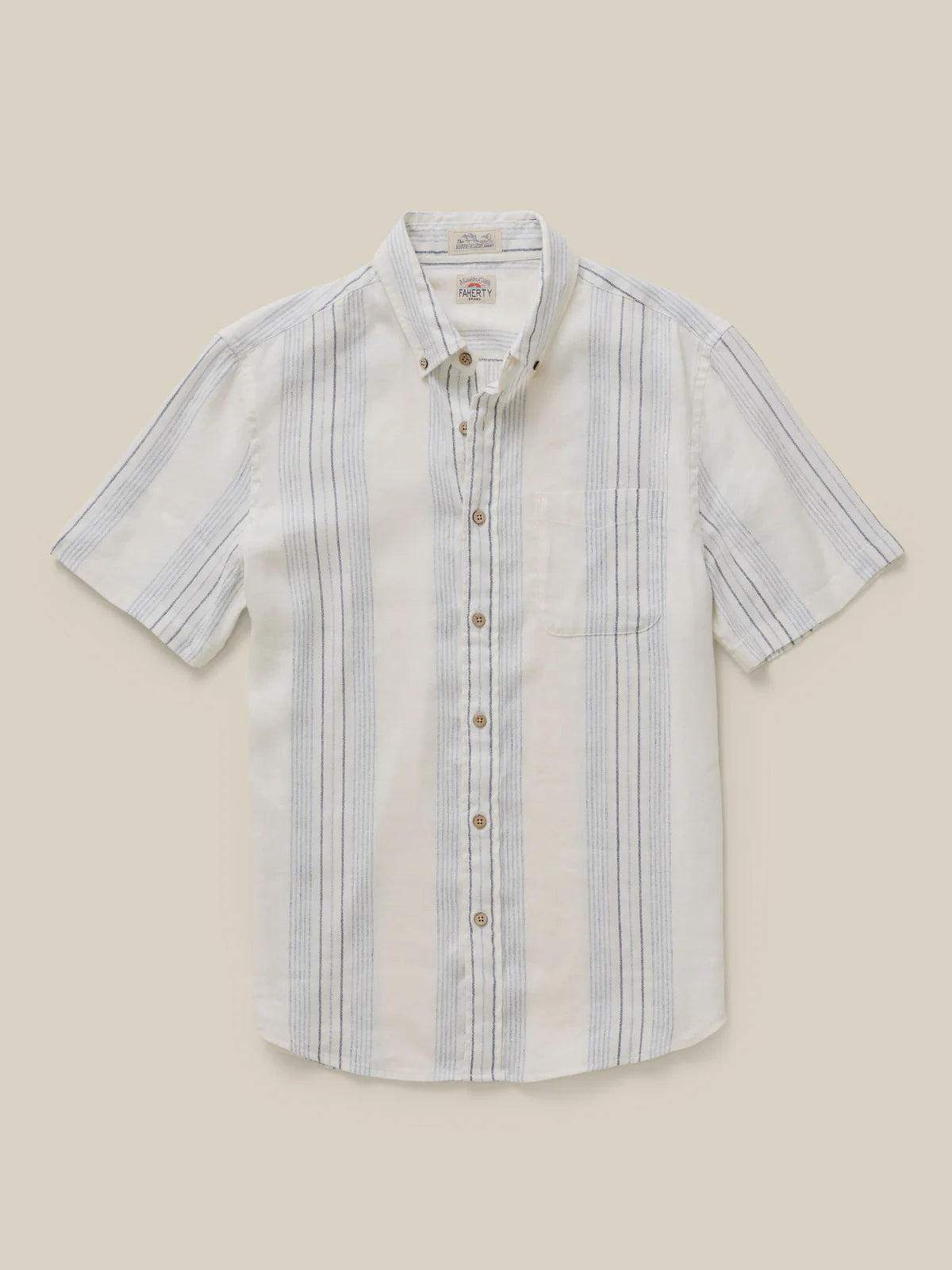 Faherty - Ss Breeze Shirt - River Shore Stripe