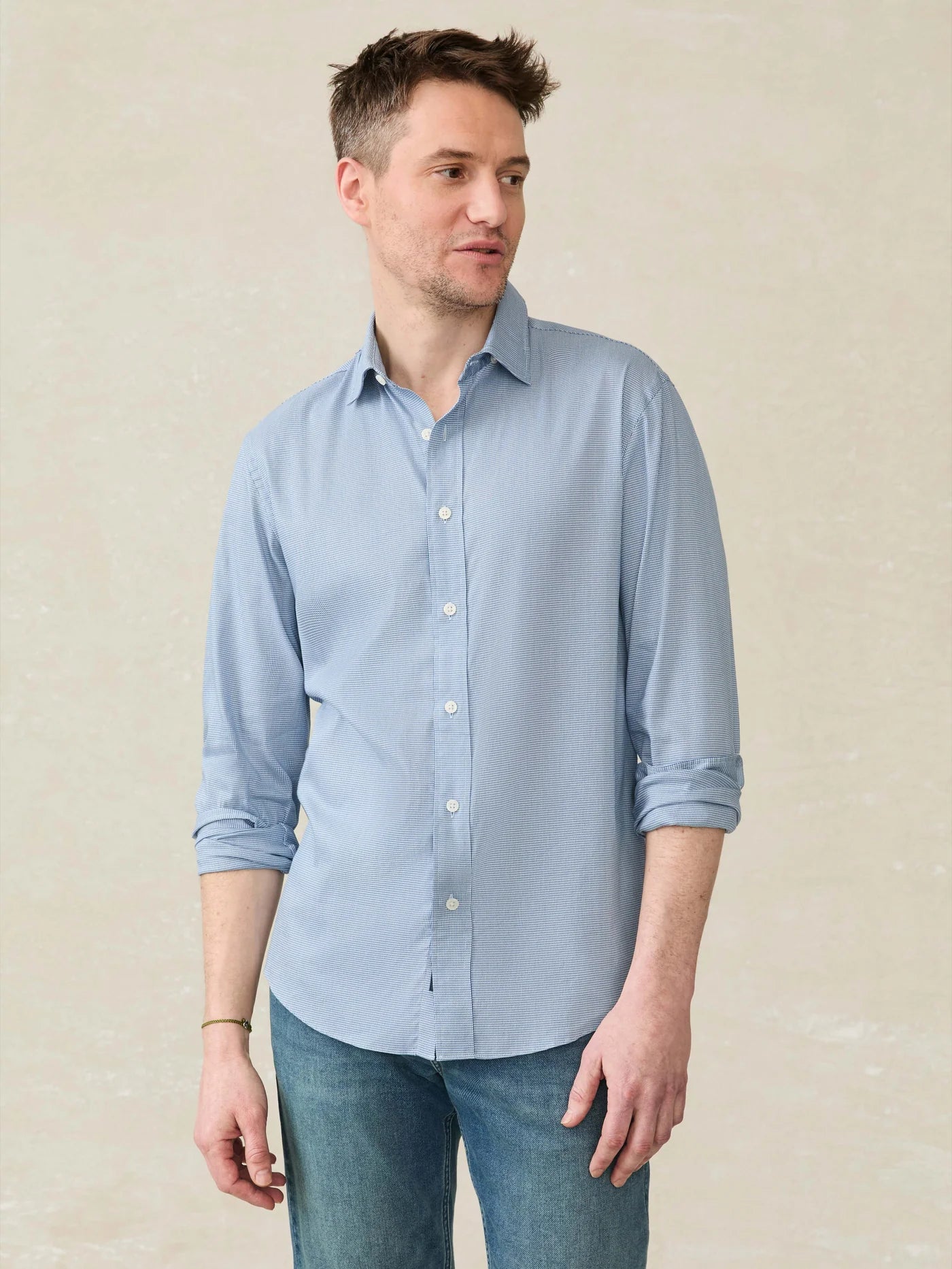 Faherty - The Movement Shirt - Azure Pincheck