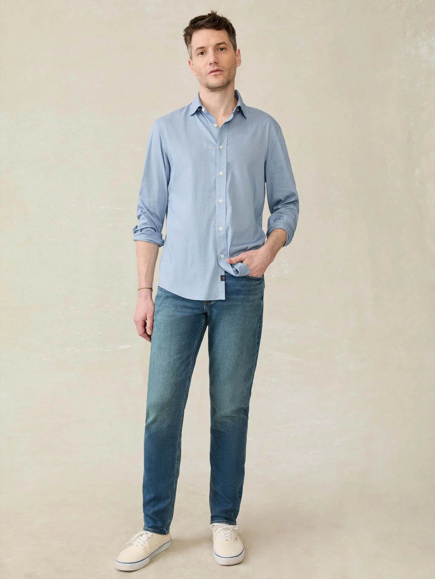 Faherty - The Movement Shirt - Azure Pincheck