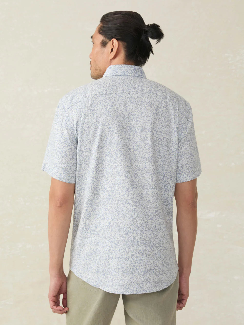 Faherty - Short Sleeve Breeze Shirt - Sky Blue Frond