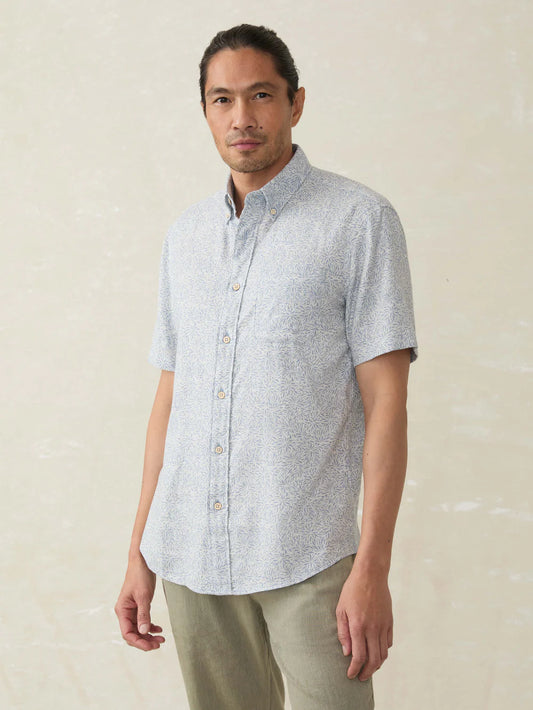 Faherty - Short Sleeve Breeze Shirt - Sky Blue Frond