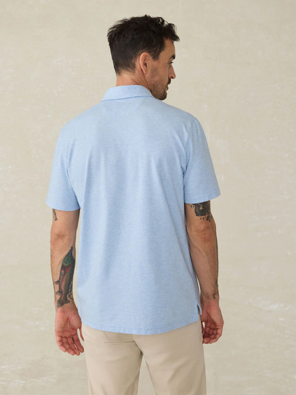 Faherty - Short Sleeve Movement Polo - Cardiff Blue Heather