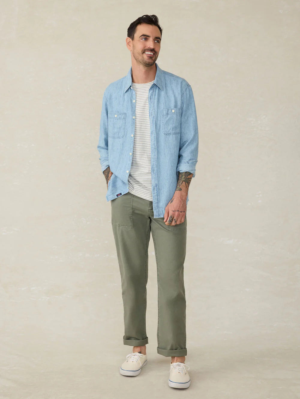 Faherty - The Tried & True Chambray Workshirt - Vintage Indigo