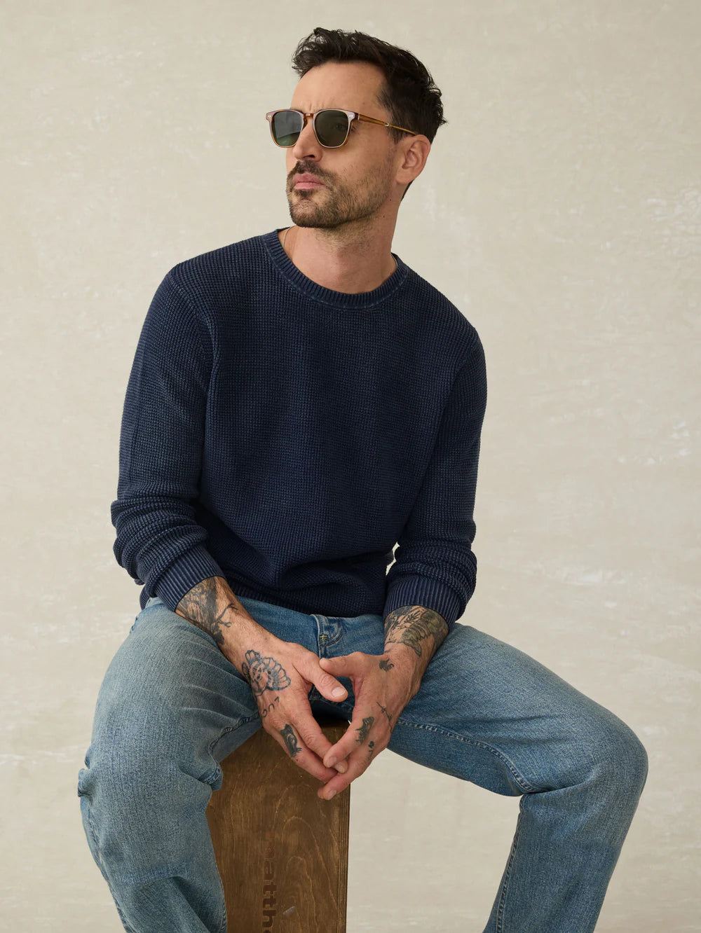 Faherty - Sunwashed Crewneck Sweater - Blue Nights