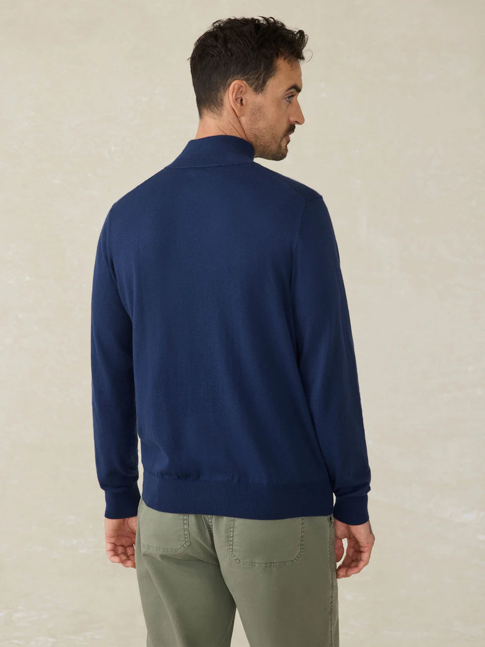 Faherty - Movement Quarter Zip Sweater - Marine Navy Heather