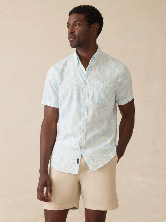 Faherty - Short-Sleeve Breeze Shirt - Sky Beach Foliage