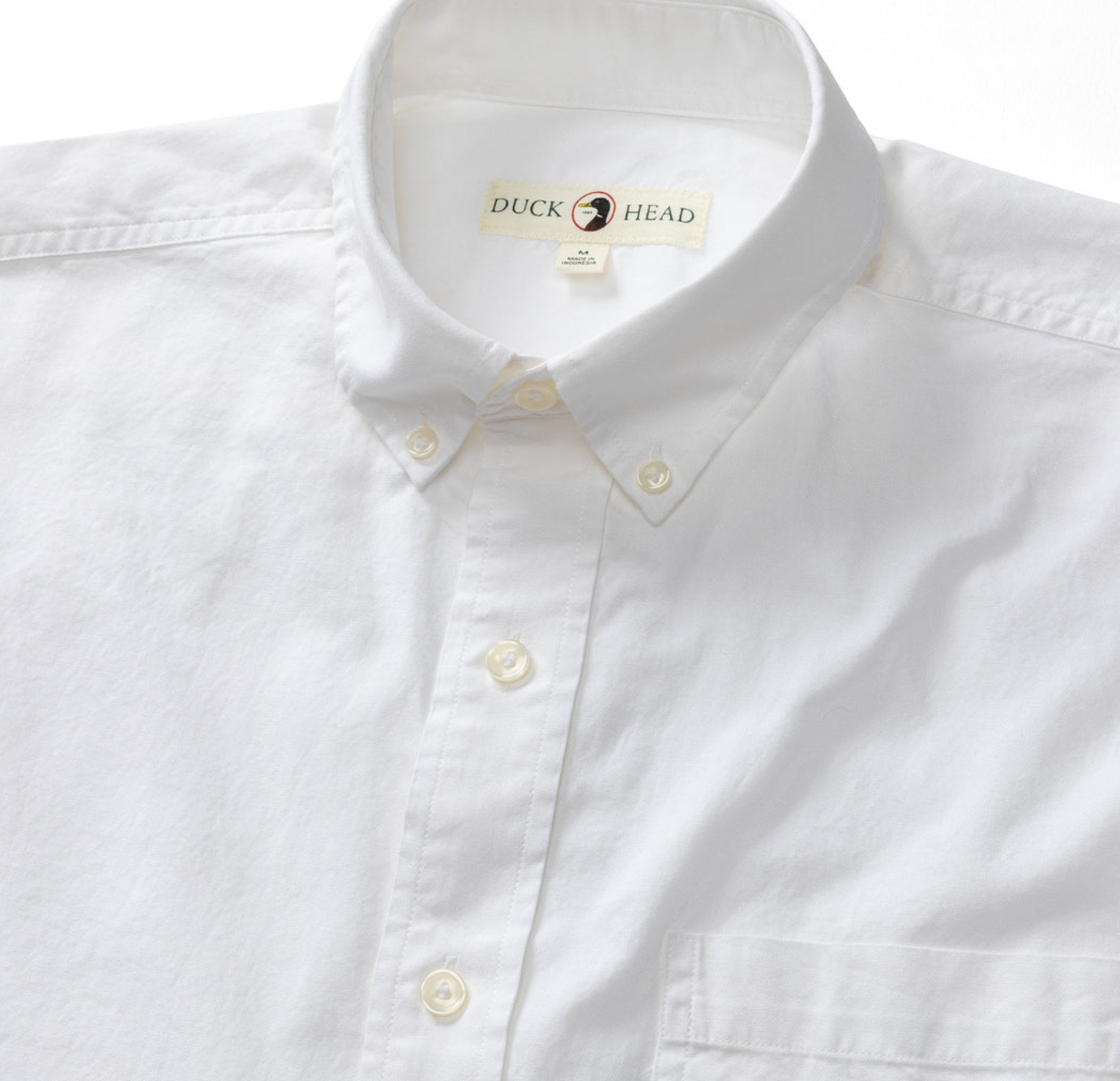 Duck Head - Long Sleeve Cotton Oxford Shirt- Morris Solid - White