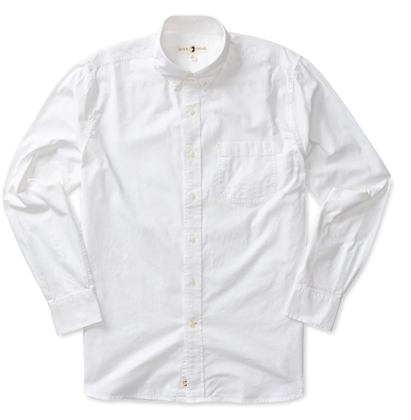 Duck Head - Long Sleeve Cotton Oxford Shirt- Morris Solid - White