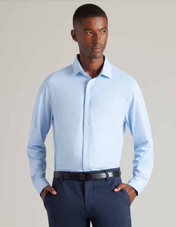 Rhone - Commuter Shirt Semi Spread Collar - Blue Micro Diamond