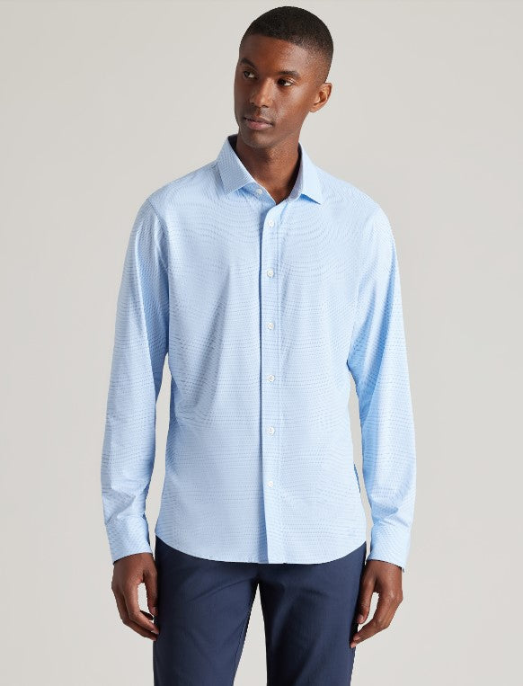 Rhone - Commuter Shirt Semi Spread Collar - Blue Micro Diamond