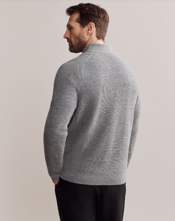Rhone - Walden Waffle Knit 1/4 Zip Sweater - Light Gray Heather
