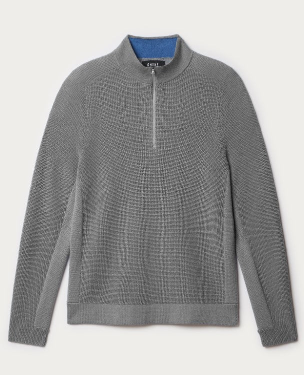 Rhone - Walden Waffle Knit 1/4 Zip Sweater - Light Gray Heather