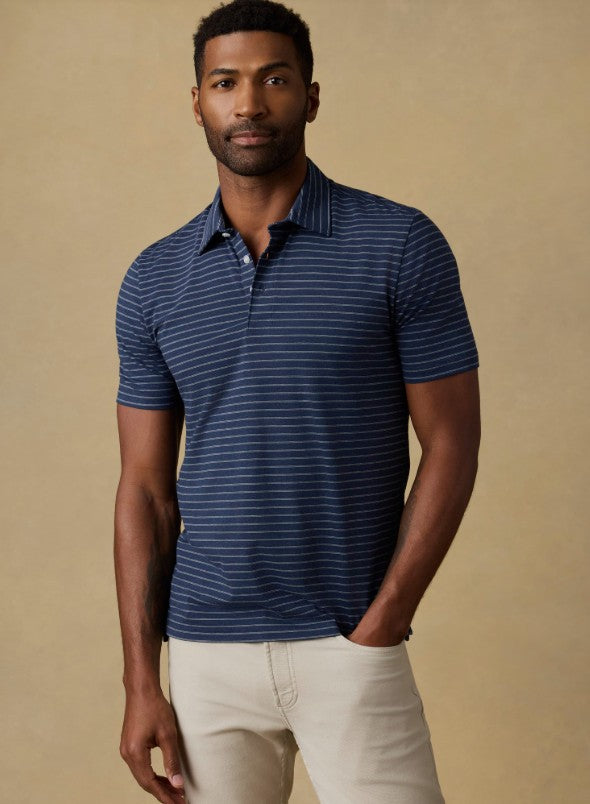Faherty - Short Sleeve Movement Polo - Ravine Waters Stripe