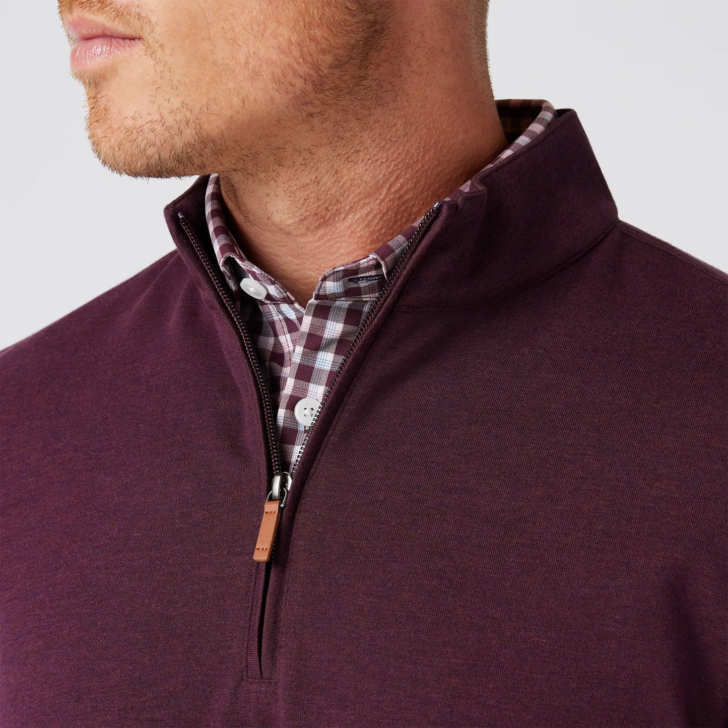 Mizzen + Main - KPI Quarter Zip - Wine Heather Medium Regular