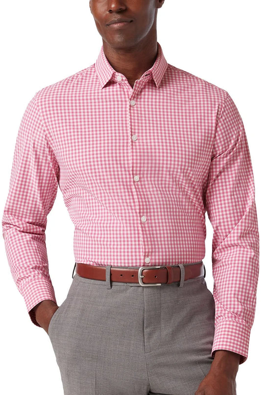 Mizzen + Main - Leeward Long Sleeve Dress Shirt - Pink Alamo Gingham