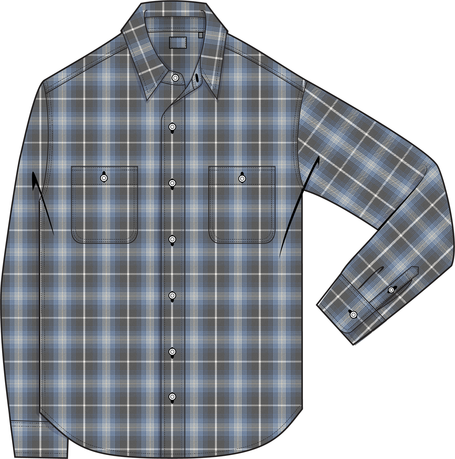 Faherty - The Tried and True Chambray Workshirt - Iron Water Plaid