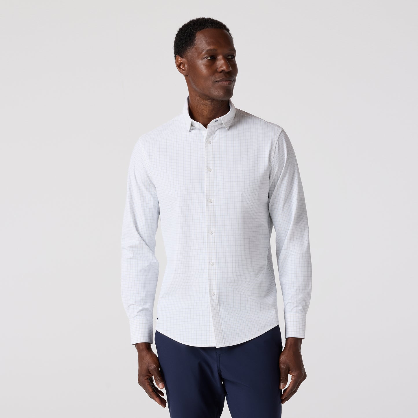 Mizzen + Main - Leeward No Tuck LS Dress Shirt - White Conner Tattersall
